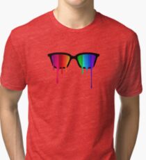 Love Wins! Rainbow - Spectrum (Pride) / Hipster Nerd Glasses Tri-blend T-Shirt