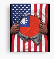 Taiwan Flag American Flag Ripped - Gift For Taiwanese From Taiwan Canvas Print