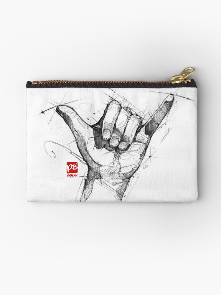 Shaka Hand Sketch Psdelux Zipper Pouch