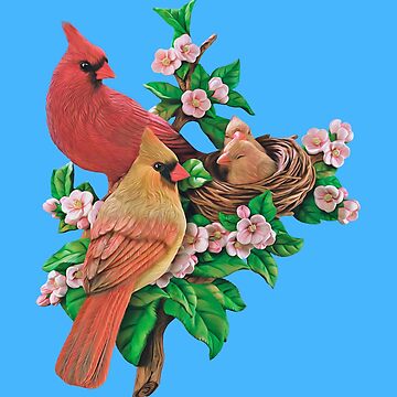 Womens Red Cardinal Bird Dogwood Flower North Carolina