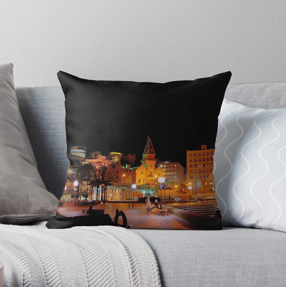 Circular Quay at Night III Throw Pillow