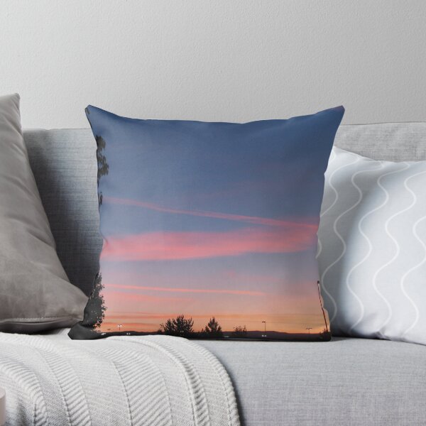 Pink Striped Skies Throw Pillow