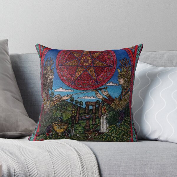 Yule One, the Holly King gives way to the Oak King Throw Pillow