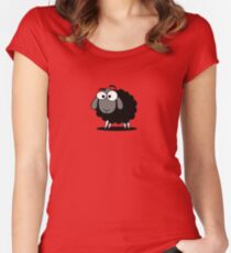 Black Sheep Cartoon Funny T-Shirt Sticker Duvet Cover Women's Fitted Scoop T-Shirt
