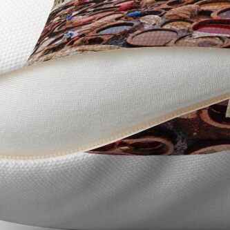 Alternate view of A tannery in Fes Throw Pillow