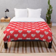Scribbled hearts pattern Throw Blanket