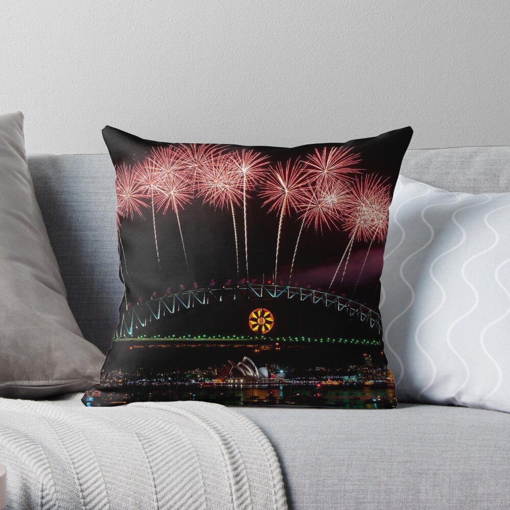 NYE 2008: Midnight Fireworks at McMahons Point Throw Pillow