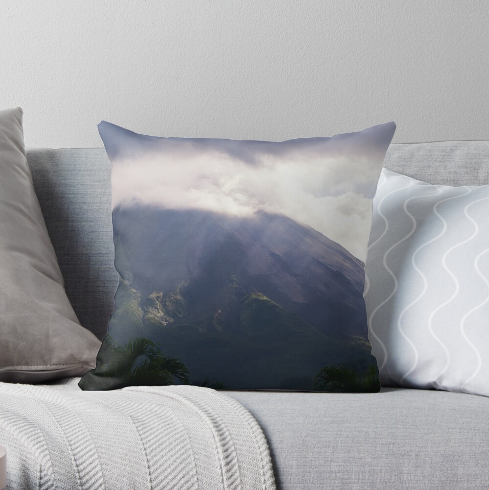 Arenal Volcano In the Mist Throw Pillow