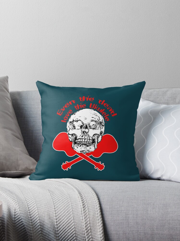 Even The Dead Love The Ukulele Throw Pillow By Ravenswing Redbubble