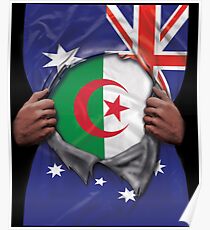 Algeria Flag Australian Flag Ripped - Gift For Algerian From Algeria Poster
