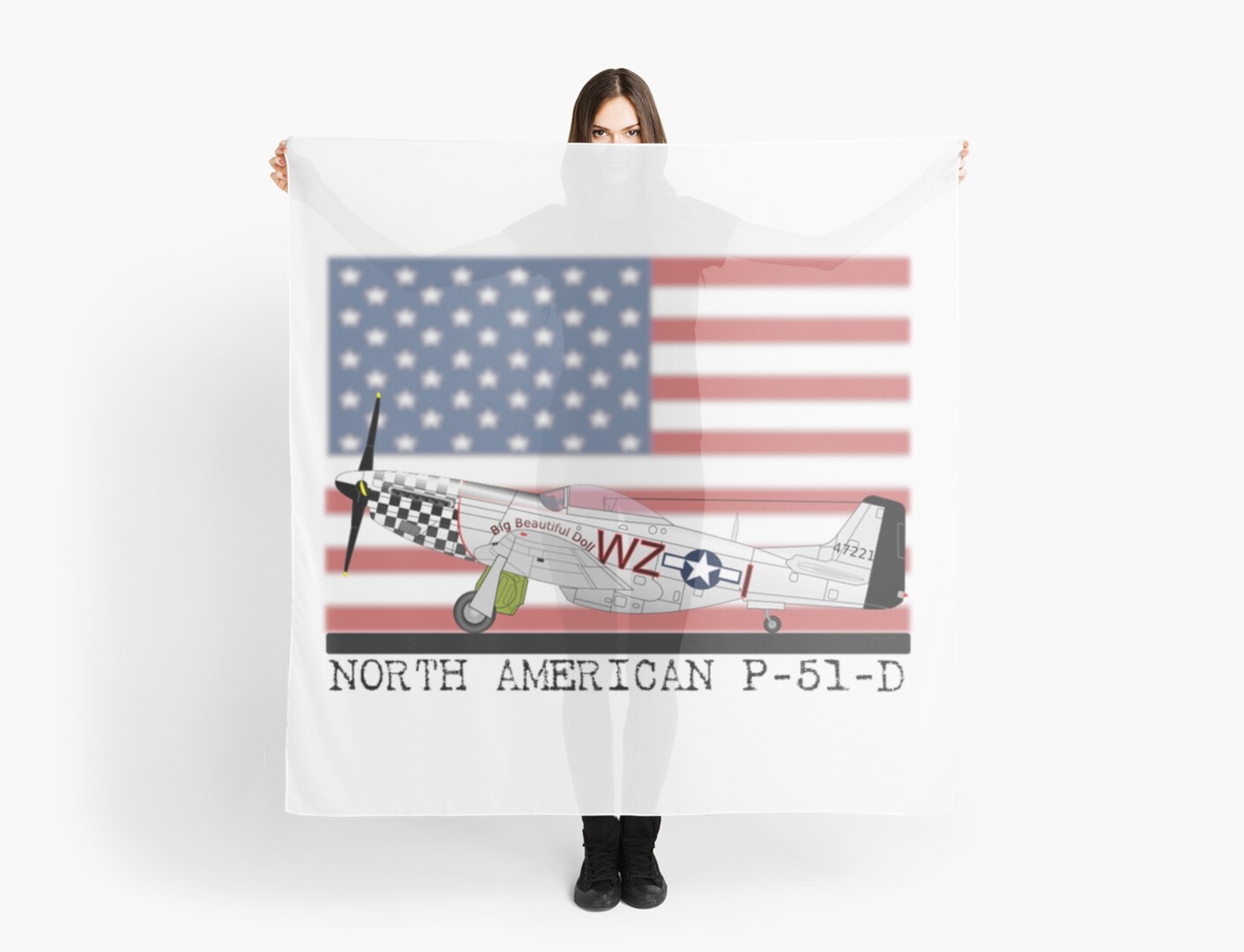 North American P 51d Mustang Fighter Aircraft Scarf By