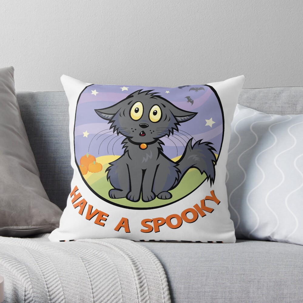 Scaredy Cat - A Spooky Halloween Card Throw Pillow