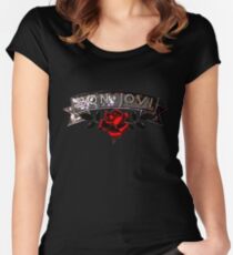 Camiseta entallada de cuello ancho Rosa roja y bon jovi