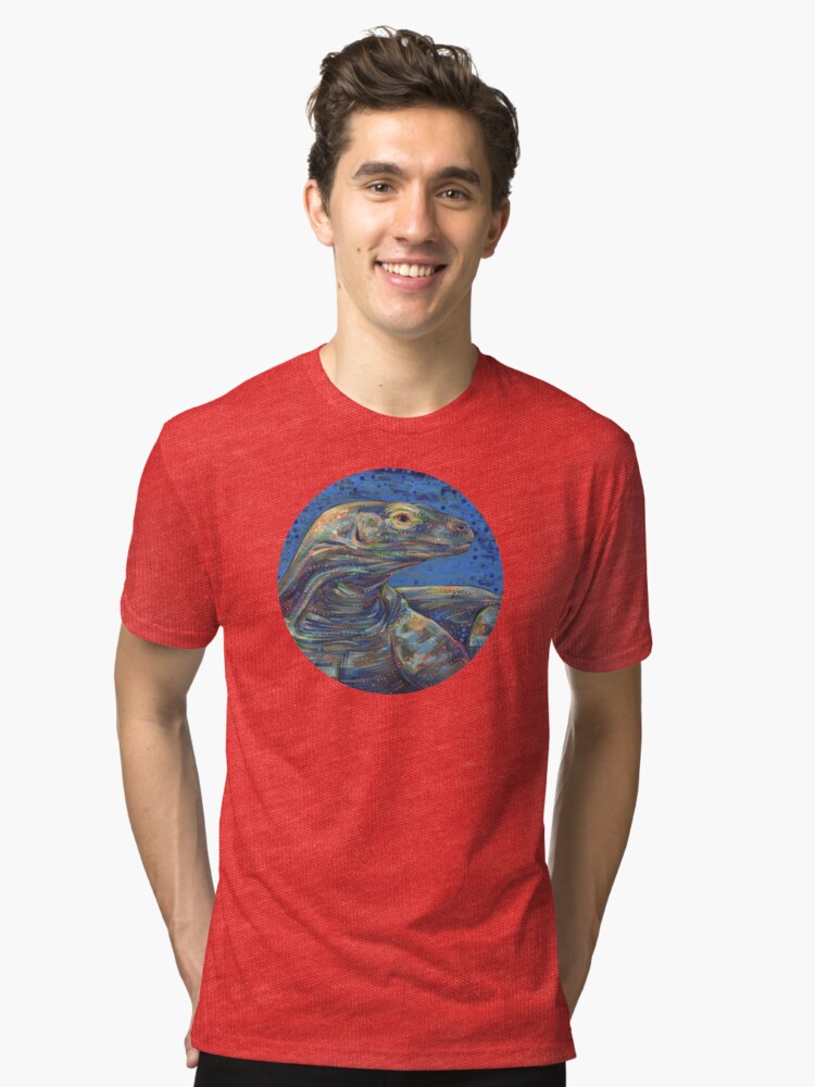 Alternate view of Komodo dragon painting - 2012 Tri-blend T-Shirt