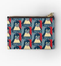 Linux Tux penguin poster head red blue Studio Pouch