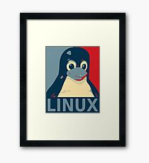 Linux Tux penguin poster head red blue Framed Print