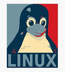 Linux Tux penguin poster head red blue Photographic Print
