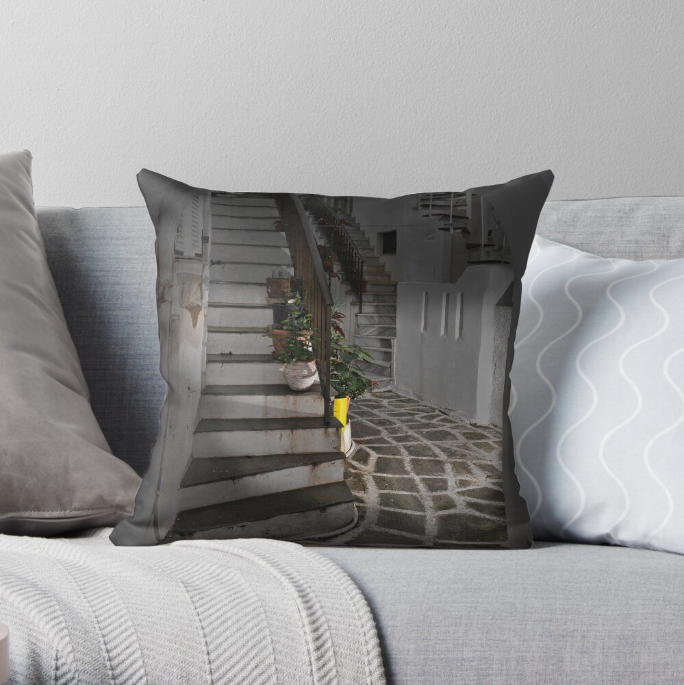 Two Staircases and an Alley Throw Pillow