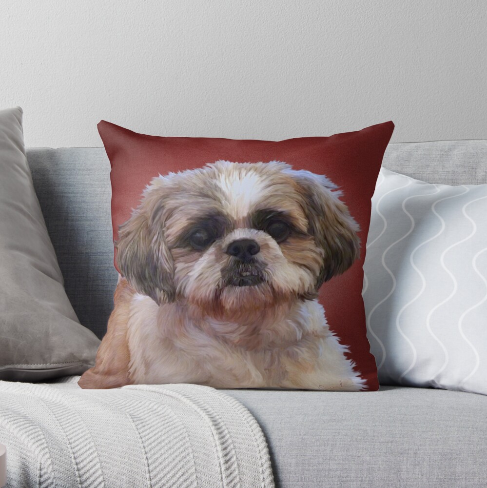 shih tzu christmas pillow