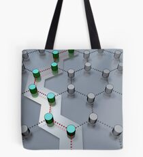 Bolsa de tela vía a través de nodos interconectados modelados en 3D