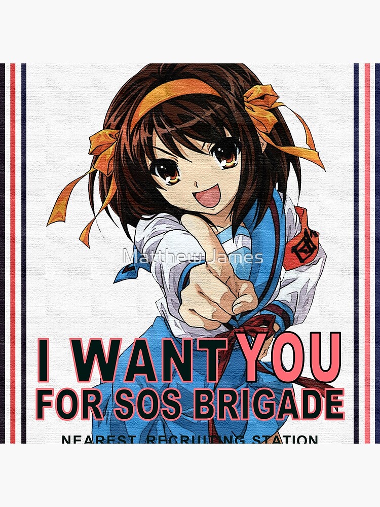 "Haruhi Suzumiya - i want you for SOS Brigade" Throw Pillow by