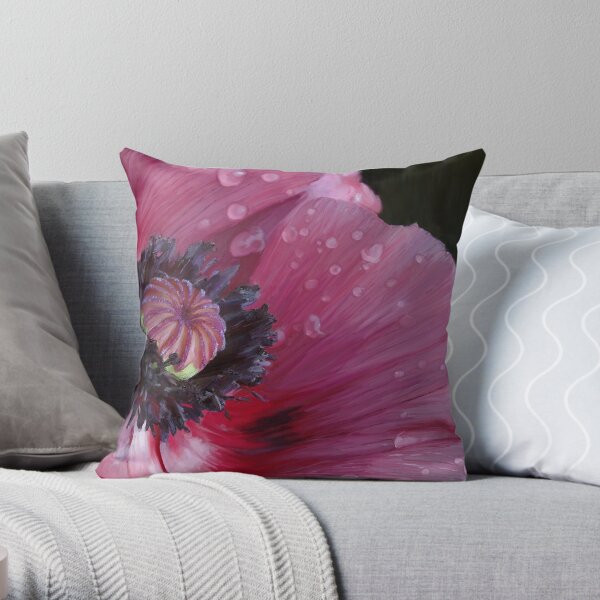 Three flowers: Red - The poppy weeps Throw Pillow