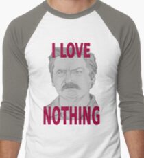 Ron Swanson Pencil Portrait Men's Baseball ¾ T-Shirt