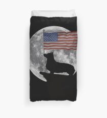 Moon Pembroke Welsh Corgi USA Flag - Funny Pembroke Welsh Corgi Design Bettbezug