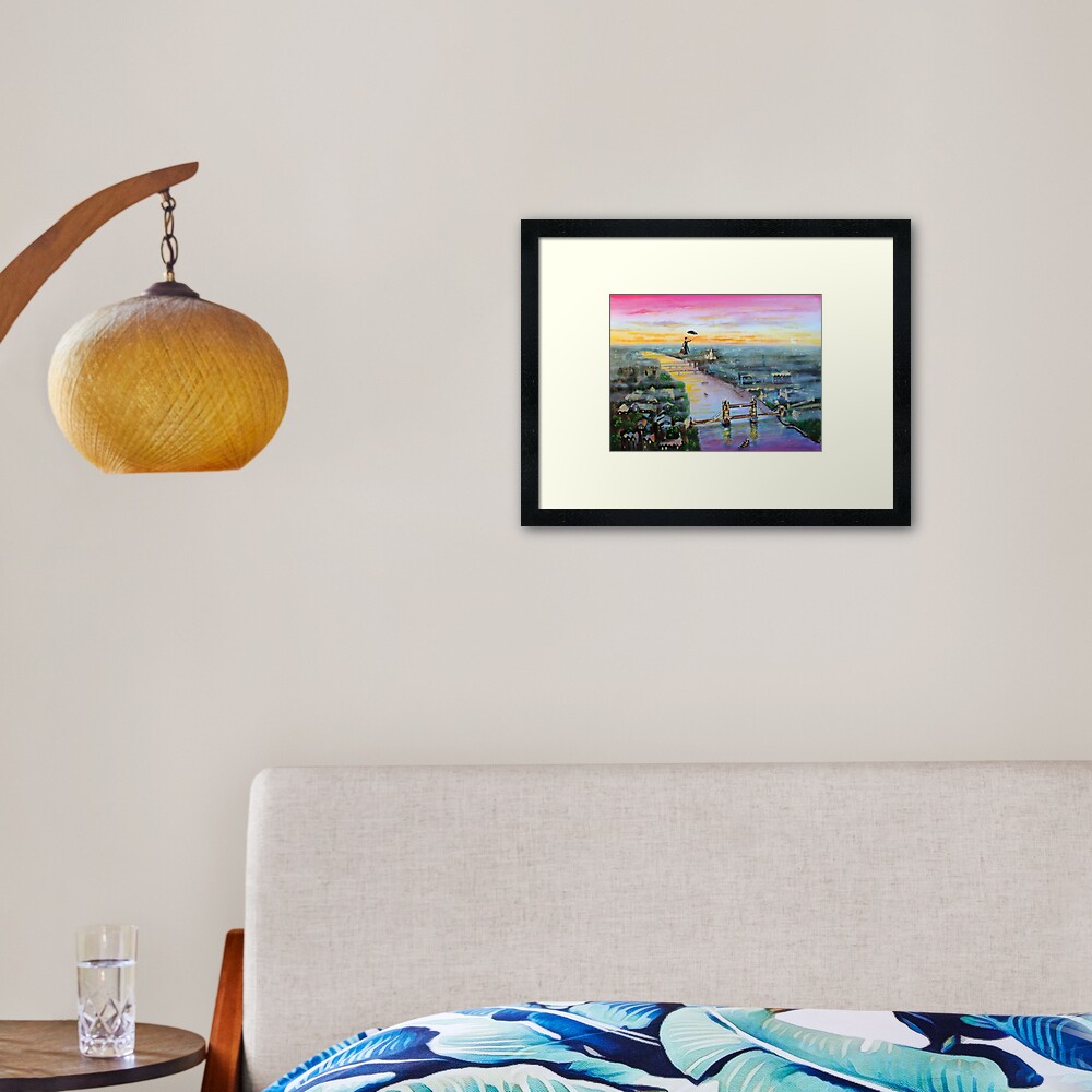 Mary Poppins London Up to the highest height Framed Art Print