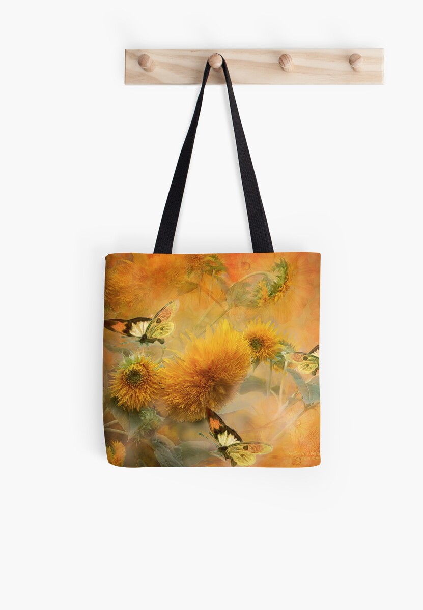 "Sunflowers & Butterflies" Tote Bag by carolcavalaris Redbubble