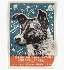 Laika der Hund - Sowjetische Raumkunst, UdSSR Matchbox Design, 1957 Poster