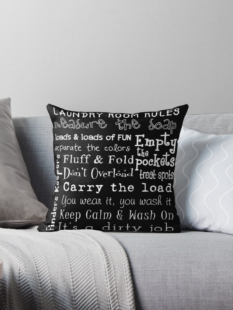 Laundry Room Rules Throw Pillow By Friedmangallery