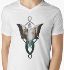 Abendstern im Argonath T-Shirt mit V-Ausschnitt