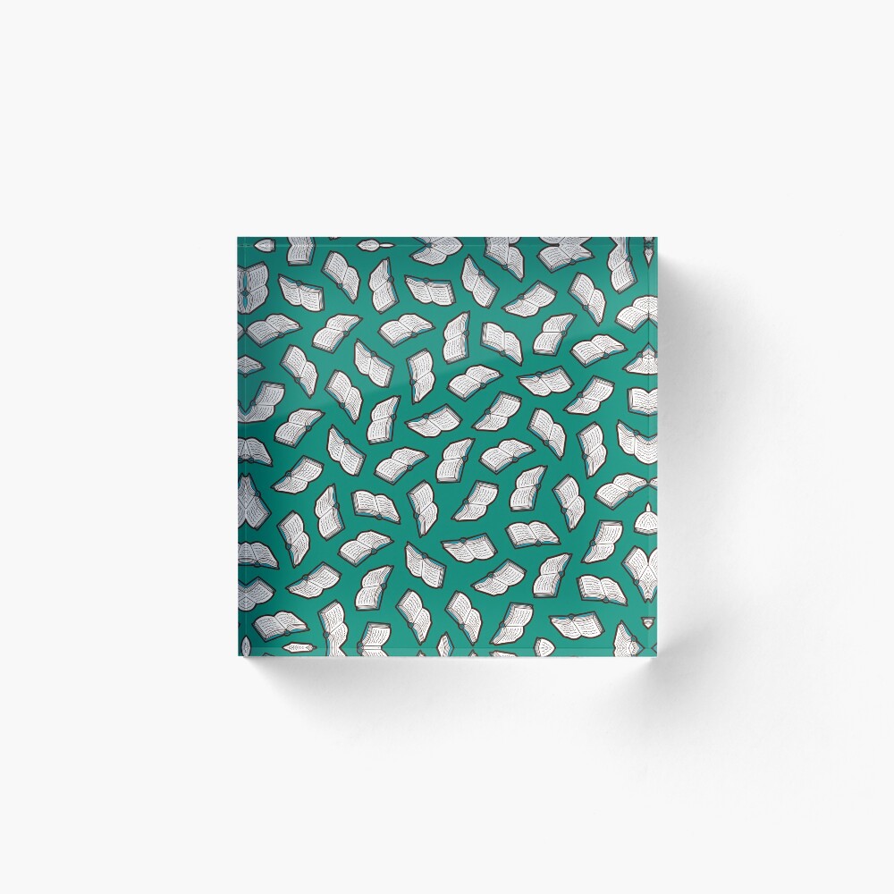 Bookish Reading Pattern in Jade Acrylic Block