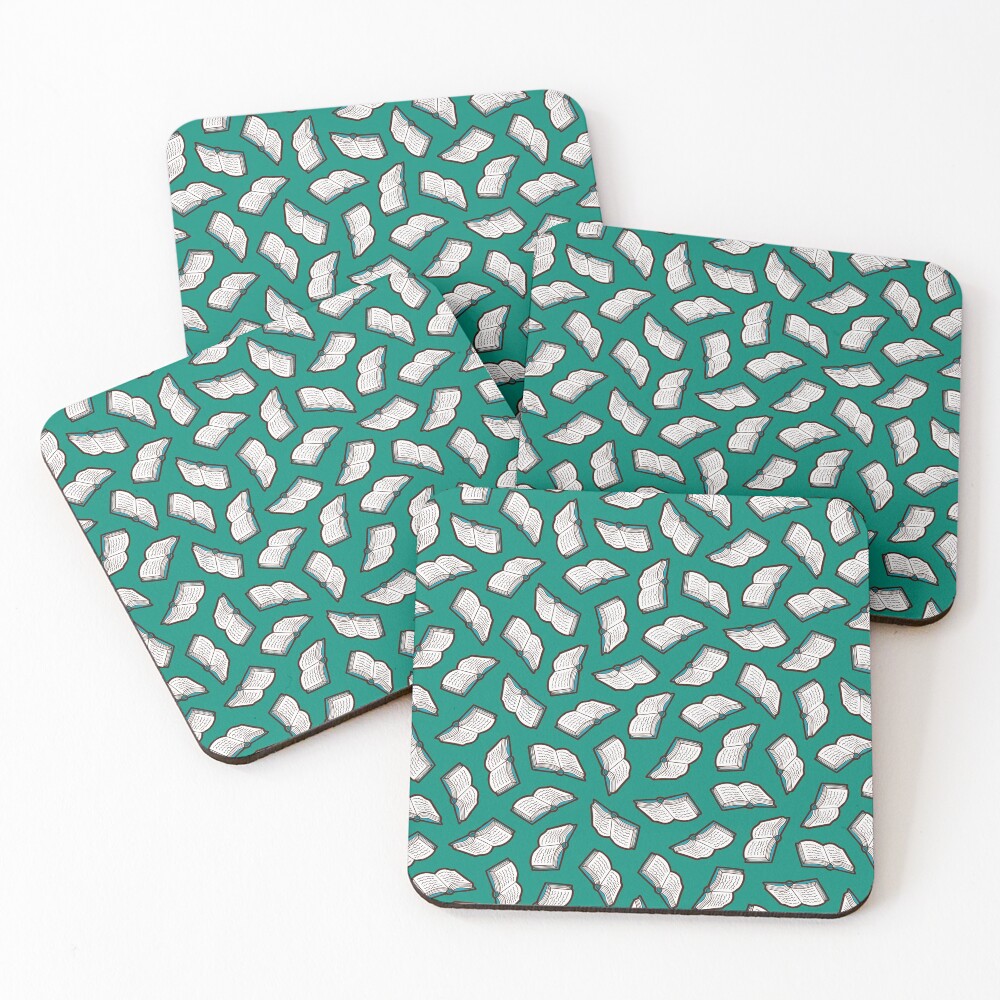 Bookish Reading Pattern in Jade Coasters (Set of 4)