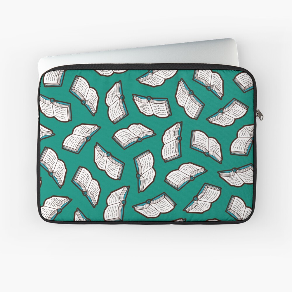 Bookish Reading Pattern in Jade Laptop Sleeve