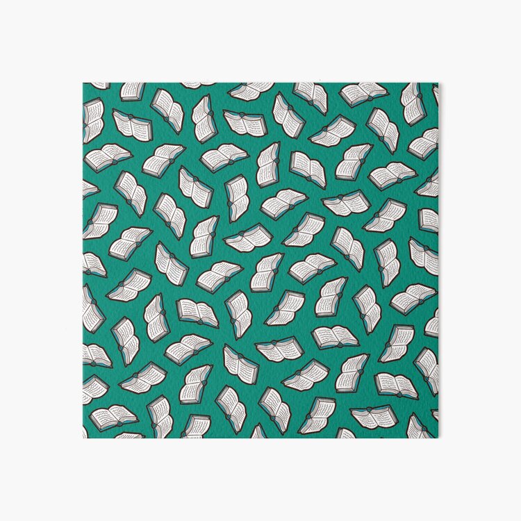 Bookish Reading Pattern in Jade Art Board Print