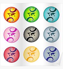Abstract world map bubbles Poster