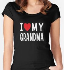 I Love My Grandma Family Love Heart Gift Women's Fitted Scoop T-Shirt