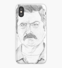 Ron Swanson Pencil Portrait iPhone Case/Skin