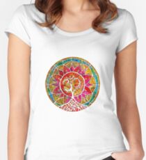 Camiseta entallada de cuello ancho Árbol de la vida Mandala