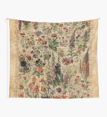 Colourful Wild Meadow Flowers Over Vintage Dictionary Book Page Wall Tapestry