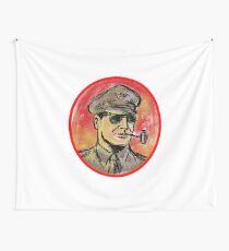 World War II General Corn Cob Pipe Watercolor Wall Tapestry