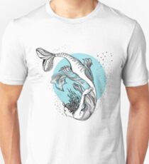 Camiseta ajustada sirena sirena agua nadador bucear flotar hermosa niña mujer linda