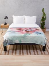 Watercolor Flowers Throw Blanket