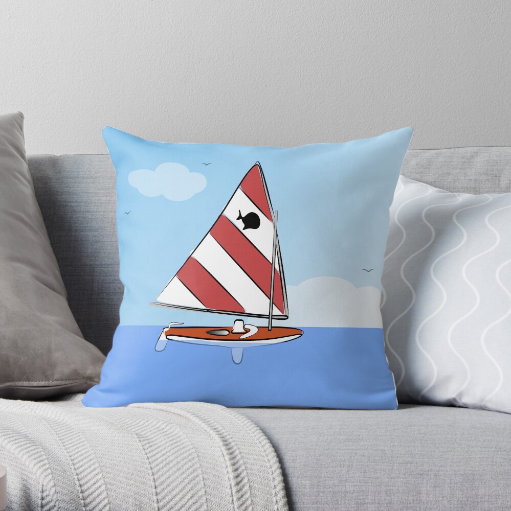 Sunfish Sailboat Throw Pillow