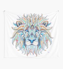 Ethnic Blue Lion Wall Tapestry