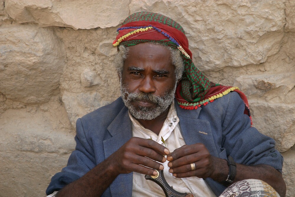 "Man chewing khat, Yemen" by Clive Temple Redbubble