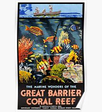 Großes Korallenriff-Weinlese-Plakat Australiens Poster