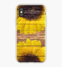 Yellow Sunflowers Rustic Vintage Brown Wood iPhone Case
